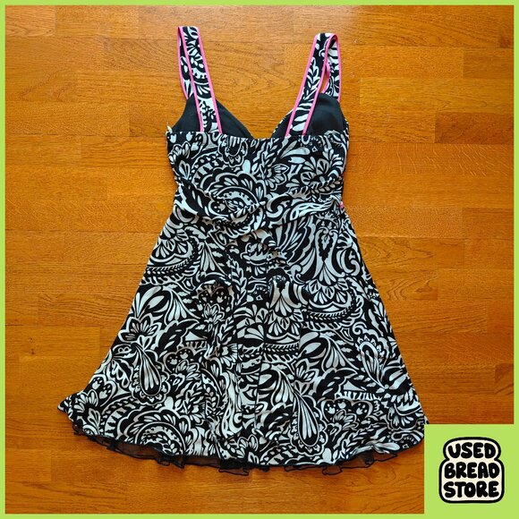 Vintage Y2K Speechless Floral Paisley Sundress Tulle Slip Tie White Black Pink M - Picture 2 of 4